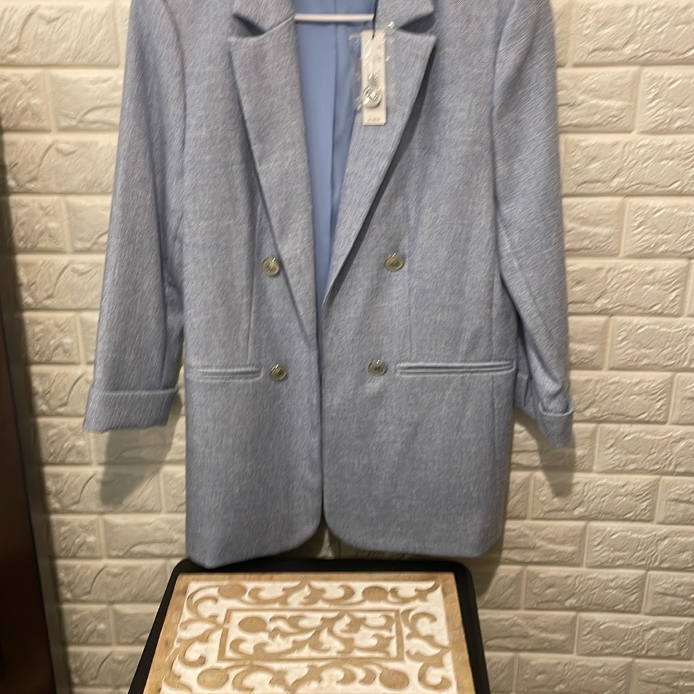 Women's Double-Breasted Blue Blazer